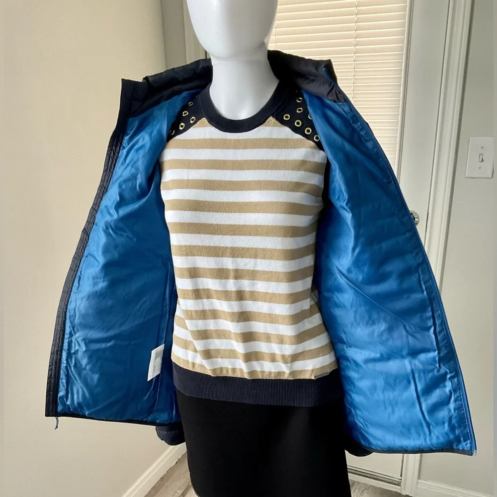 Eddie Bauer Full Zip Down Jacket, Size -S.  EB650, dark blue.